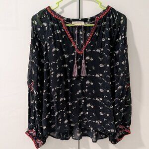 Ulla Johnson Silk Embroidered Peasant Top